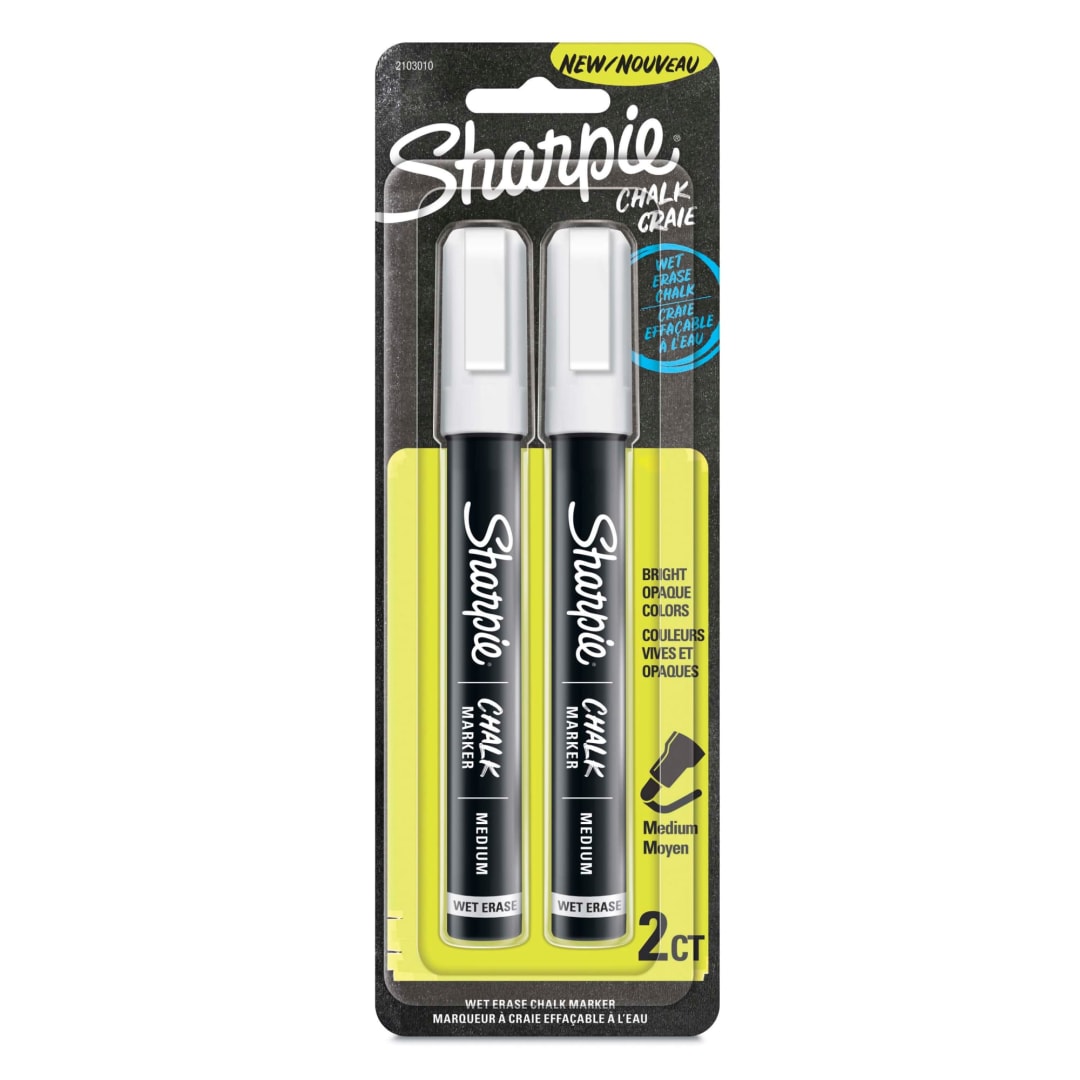Sharpie® Chalk Markers, Wet Erase Markers, White, 2 Count