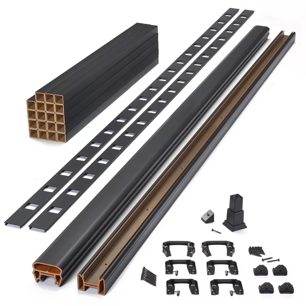 8-ft x 42-in Transcend Horizontal Rail Kit with Composite Balusters - Charcoal Black Full Span