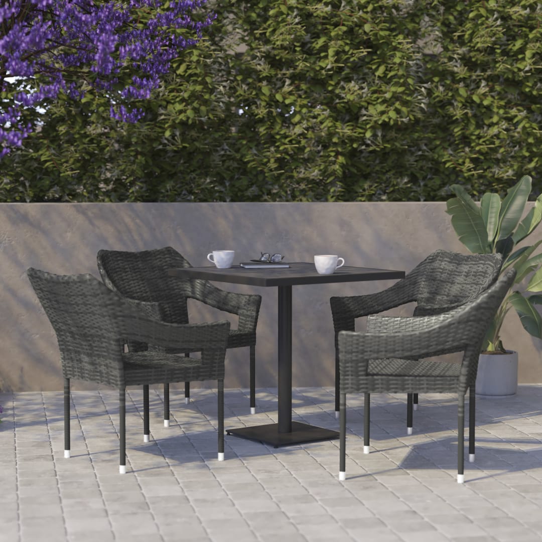 Ethan Set of 4 Commercial Grade Stacking Patio Chairs, All Weather PE Rattan Wicker Patio Dining Chairs in Gray
