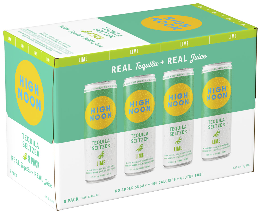 High Noon Lime Tequila Hard Seltzer 355ml Can 8 Pack