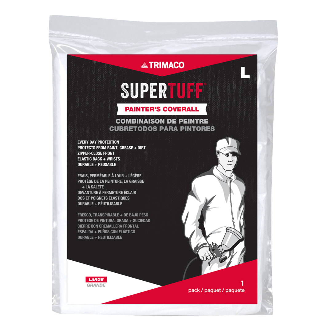 SuperTuff® Poly Coveralls with Elastic Back & Wrists, Large