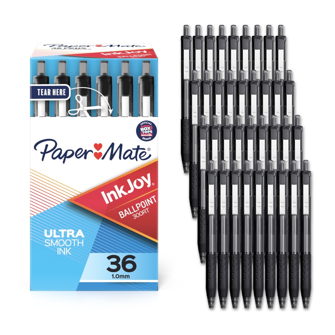 Paper Mate® InkJoy® 300RT Retractable Ballpoint Pens, Medium Point (1.0mm), Black, 36 Count