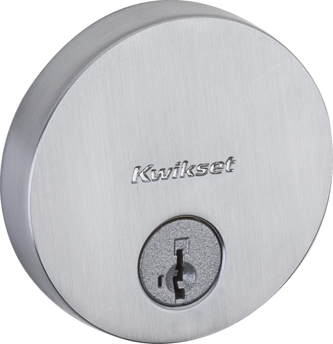 Uptown Single Cylinder Deadbolt in Satin Chrome featuring SmartKey Security