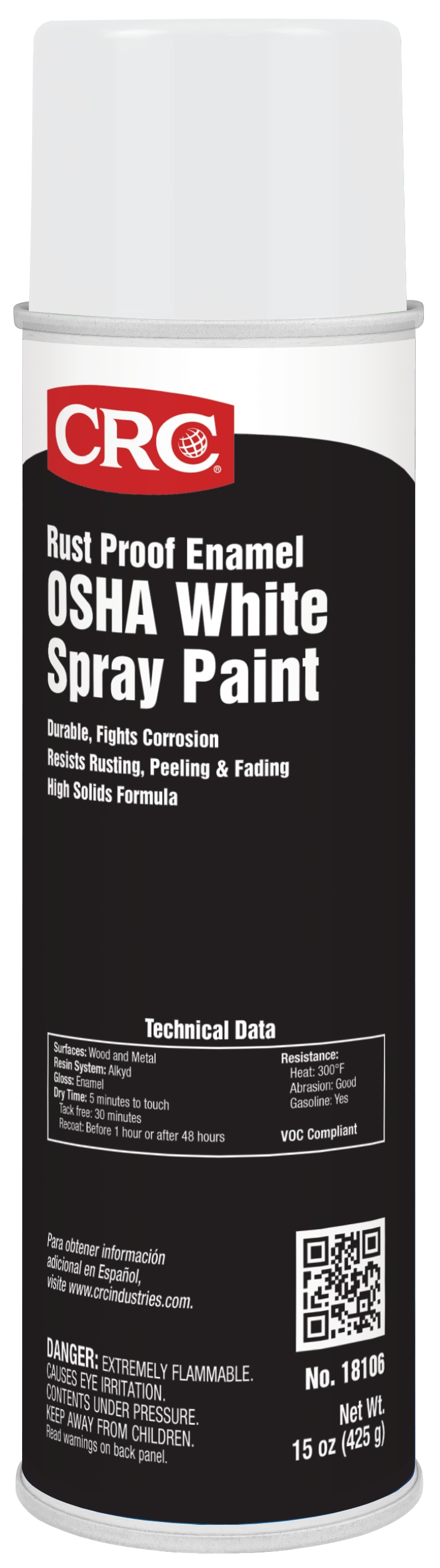 CRC Rust Proof Enamel Spray Paint-OSHA White 1X15OZ
