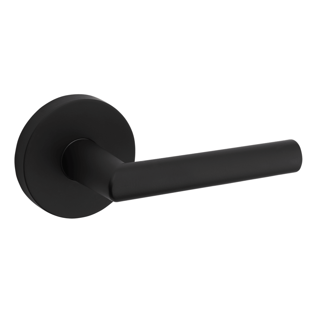 Milan Hall/Closet Round UL Door Lever w/ Round Rose in Satin Nickel