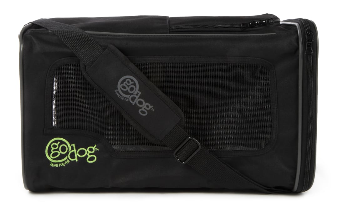 goDog Airline Approved Pet Carrier with Removable Liner, Black, Large