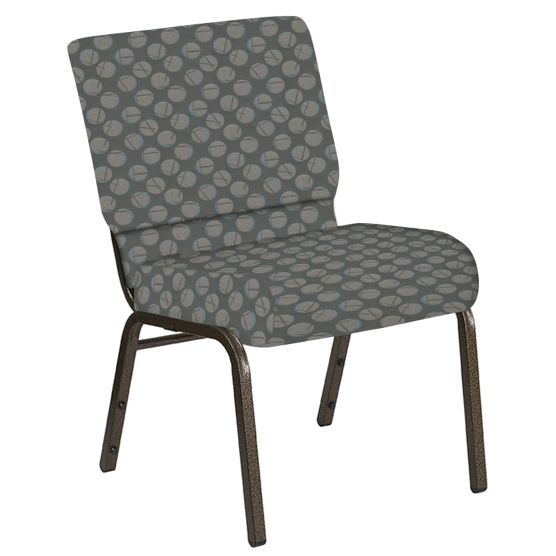 Embroidered 21''W Church Chair in Cirque Olive Fabric - Gold Vein Frame