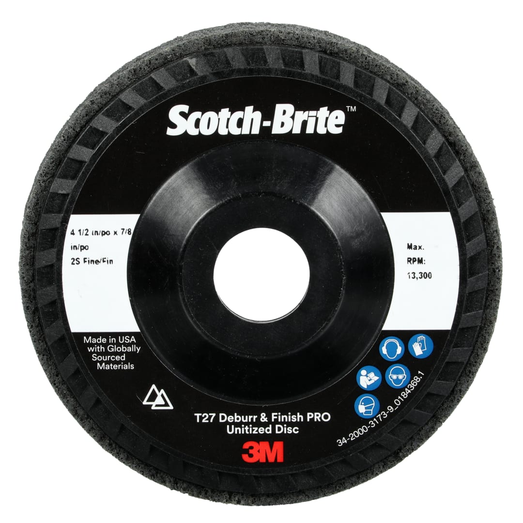 Scotch-Brite™ Unitized kotúč PRO na zahladzovanie a konečnú povrchovú úpravu, DP-UD, 2S Fine, T27, 114.3 mm x 22.23 mm, Nylon