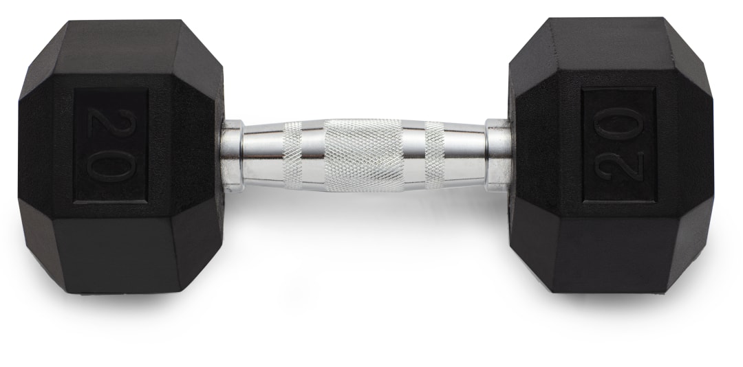 Rubber Hex Dumbbell, 20 Lbs.