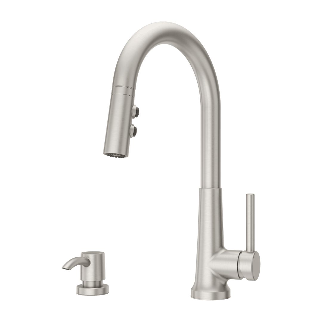 Crete 1-Handle Pull-Down Kitchen Faucet with Soap Dispenser in Spot Defense Stainless Steel