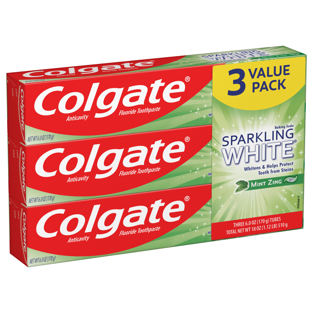 Colgate Sparkling White Whitening Toothpaste, Mint Zing - 6. Ounce (3 Pack)
