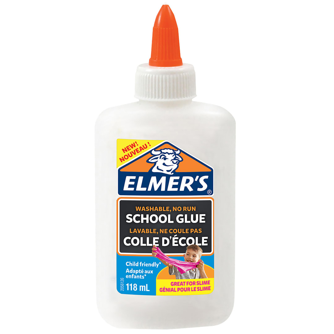Pegamento líquido uso escolar Elmer'sblancolavable118 ml; ideal para hacer slime