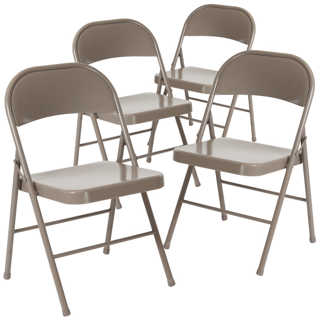4 Pack HERCULES Series Double Braced Gray Metal Folding Chair