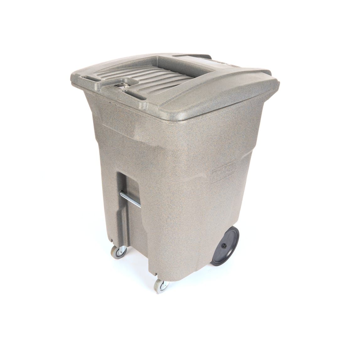 96 Gal. Graystone Document Trash Can with Wheels and Key Lid Lock (2 caster wheels 2 stationary wheels)