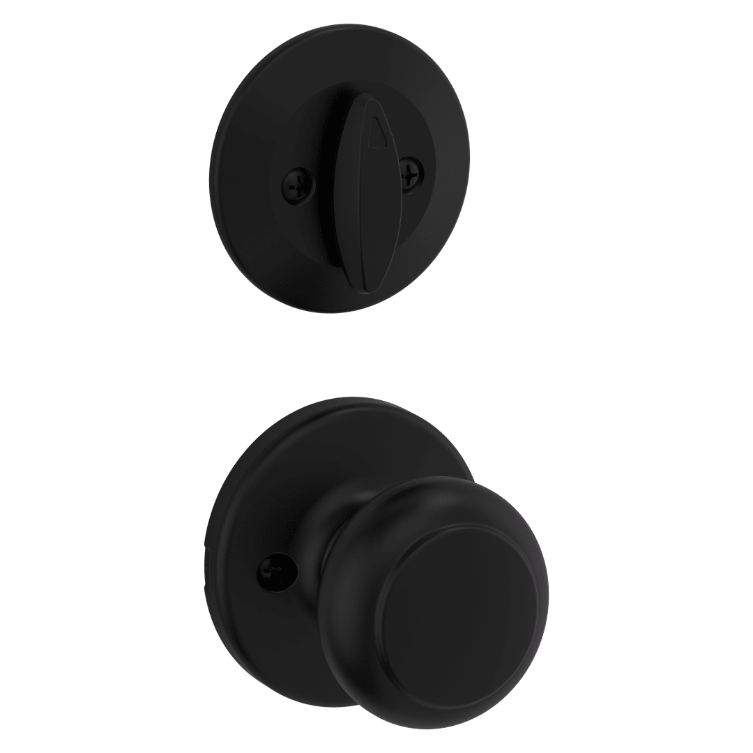 604 Single Cylinder Interior Pack w/ Cove Knob for Kwikset Series Handlesets in Matte Black