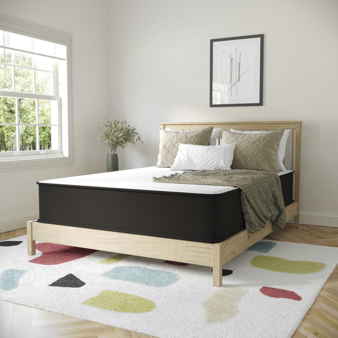 Dream 12 Inch Hybrid Mattress, Queen Size High Density Foam and Pocket Spring Mattress in a Box, CertiPur-US Certified Foam, White/Black