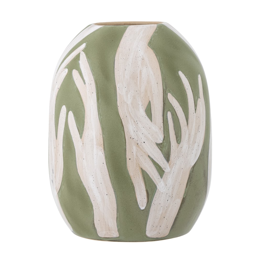 82060824 - Adalena Deco Vase, Green, Stoneware STOCK: 131
