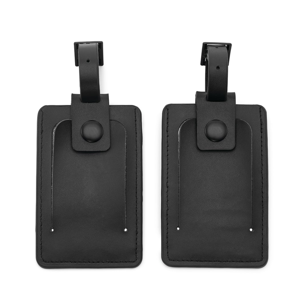 Organization Acc 2Pk Leather Id Tags T - Black