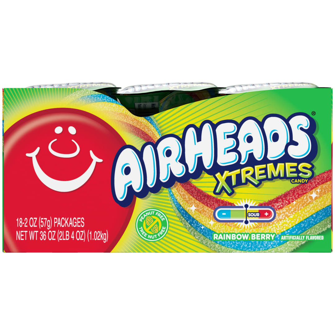 Airheads Xtremes Belts Rainbow Berry 2 oz Trays - 18 Pack