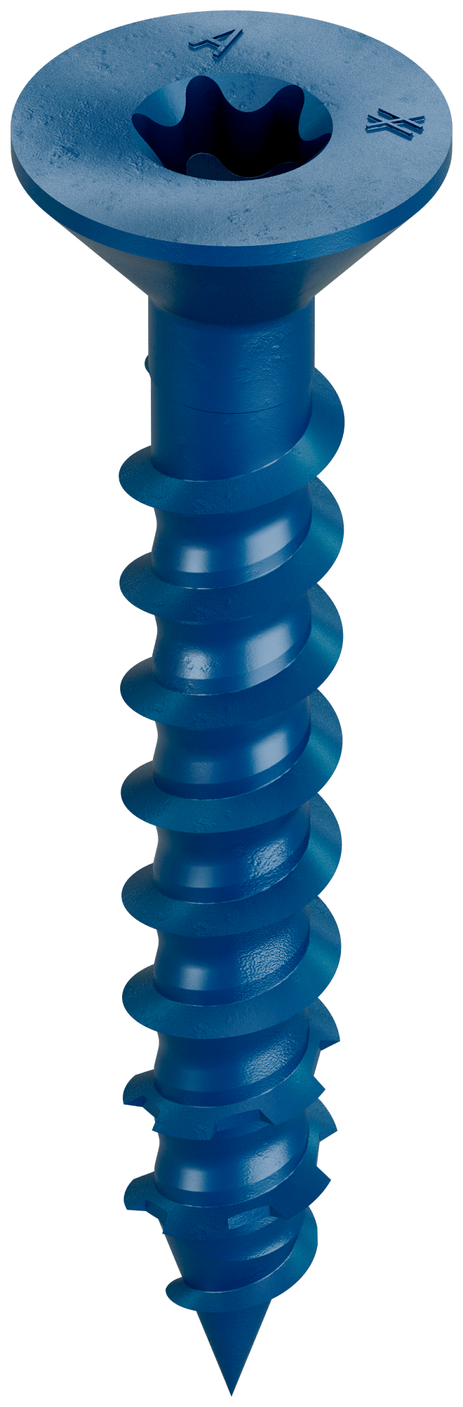 Simpson Strong-Tie TNT25134TFC75 Titen Turbo™ — 1/4 in. x 1-3/4 in. 6-Lobe Flat-Head Concrete and Masonry Screw, Blue (75-Qty)