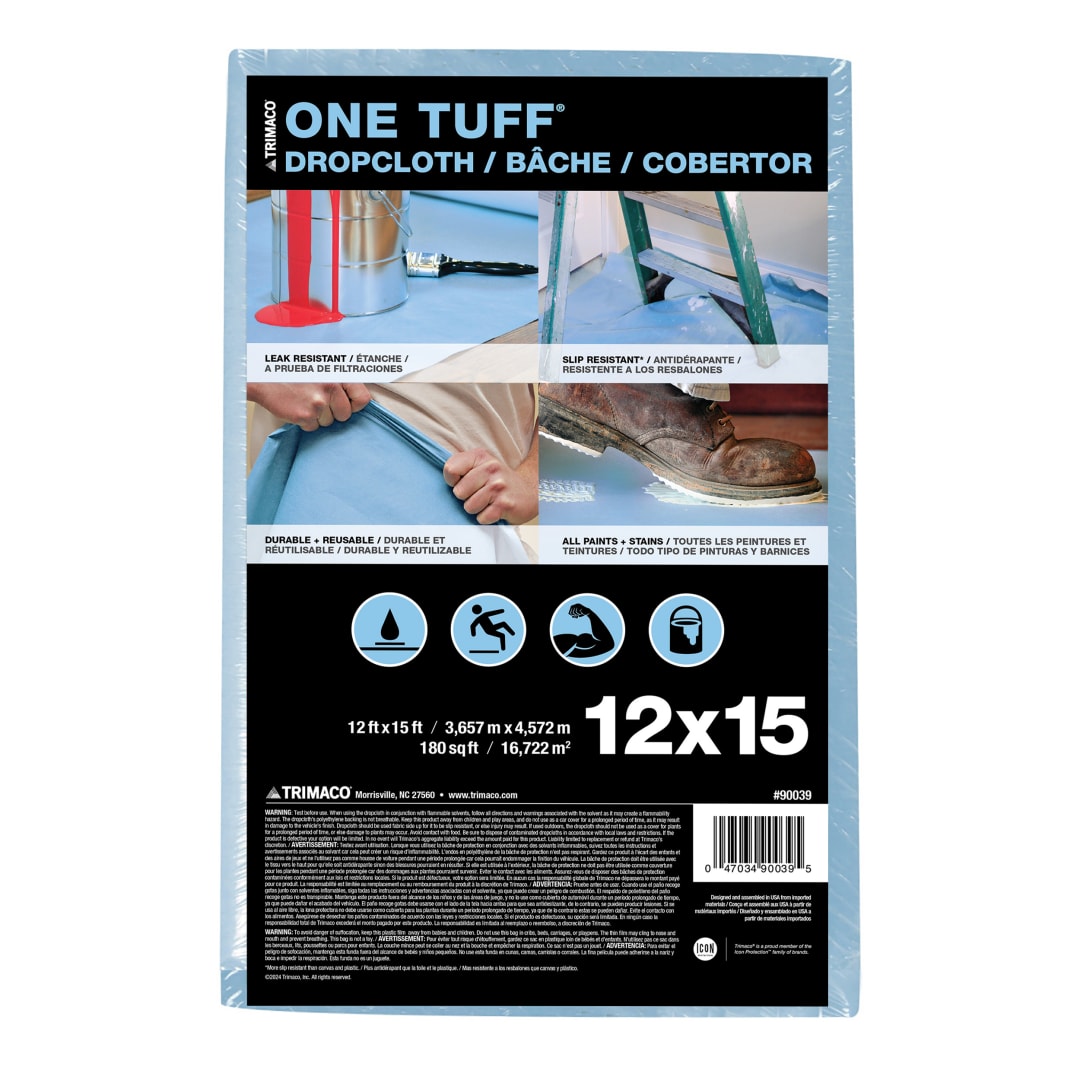 One Tuff ® Coated Dropcloth, 12'x15'