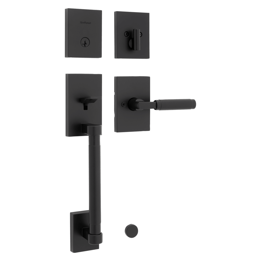 Prava Single Cylinder Handleset w/ Prava Lever featuring SmartKey Security™ in Matte Black