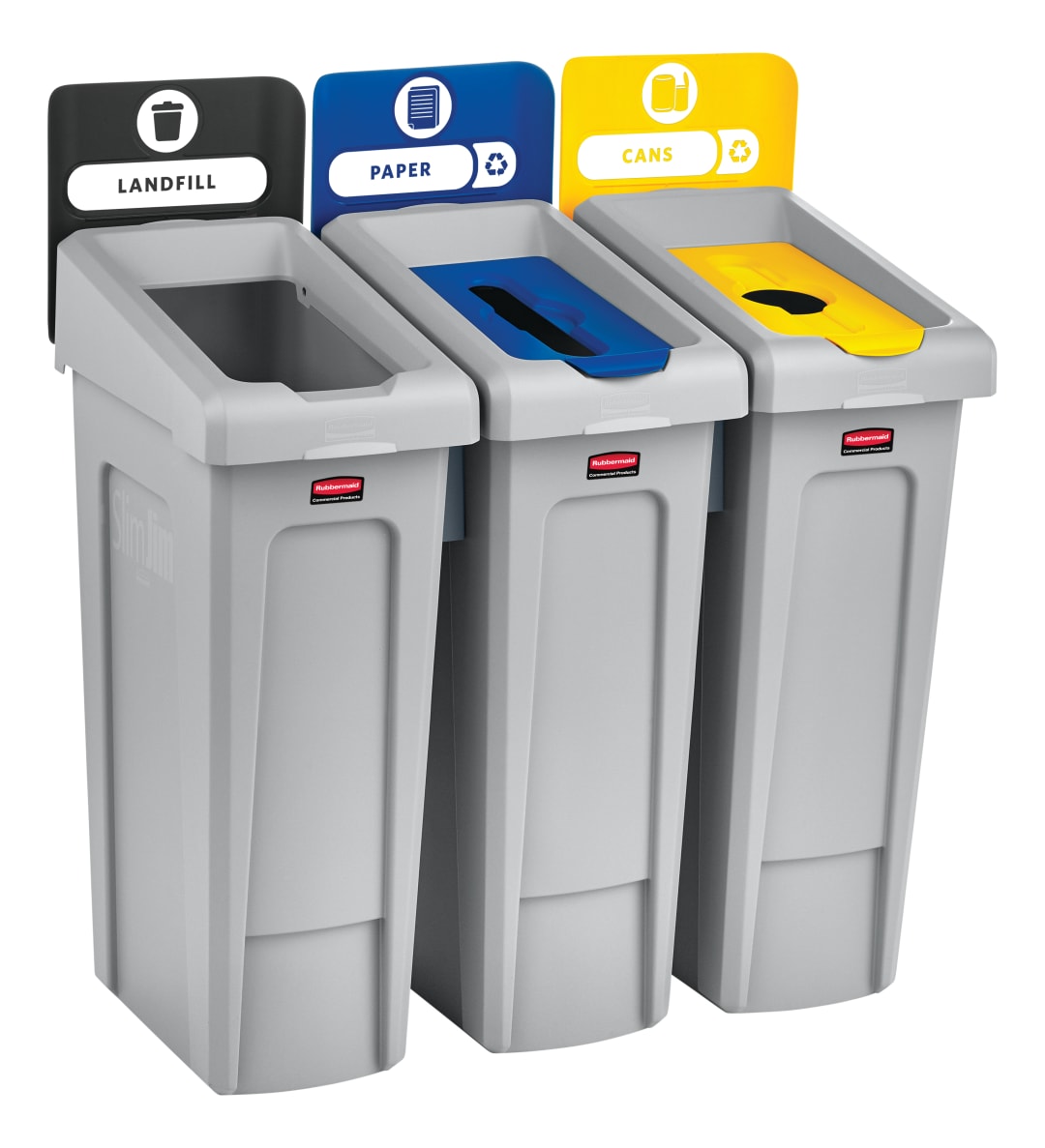 Slim Jim® Recycling Station 3 Stream Landfill/Paper/BottlesCans