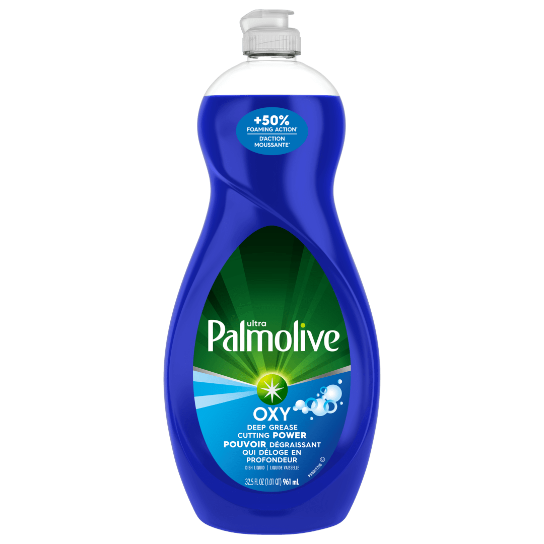 Palmolive Ultra Oxy Liquid Dish Soap, Deep Grease Cutting, No Soaking Needed, Powerful on Plastics, Dishwashing Liquid, 32.5 fl oz