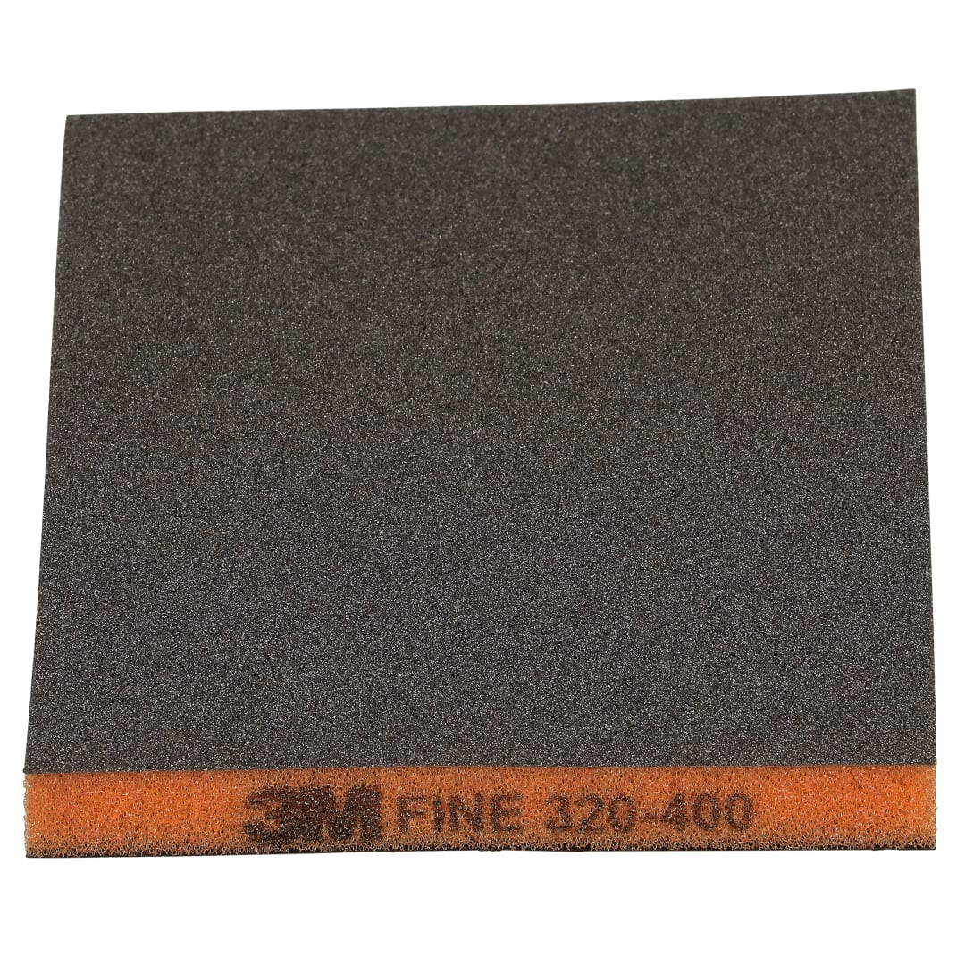 3M™ Doppelseitiger Schleifschwamm, 124 mm x 98 mm, Fein 320–400, Orange, 23809