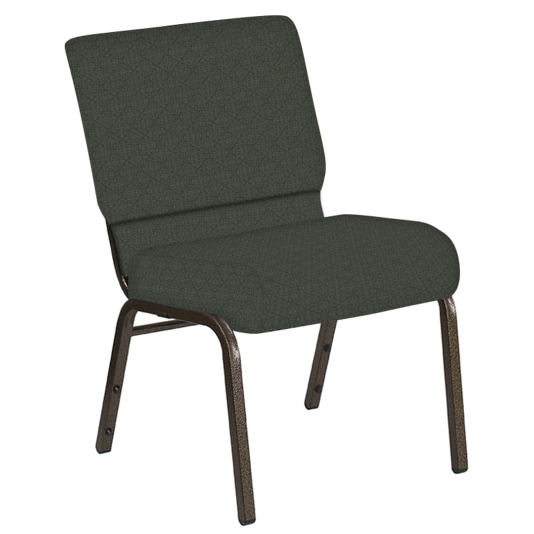 Embroidered 21''W Church Chair in Abbey Pine Fabric - Gold Vein Frame