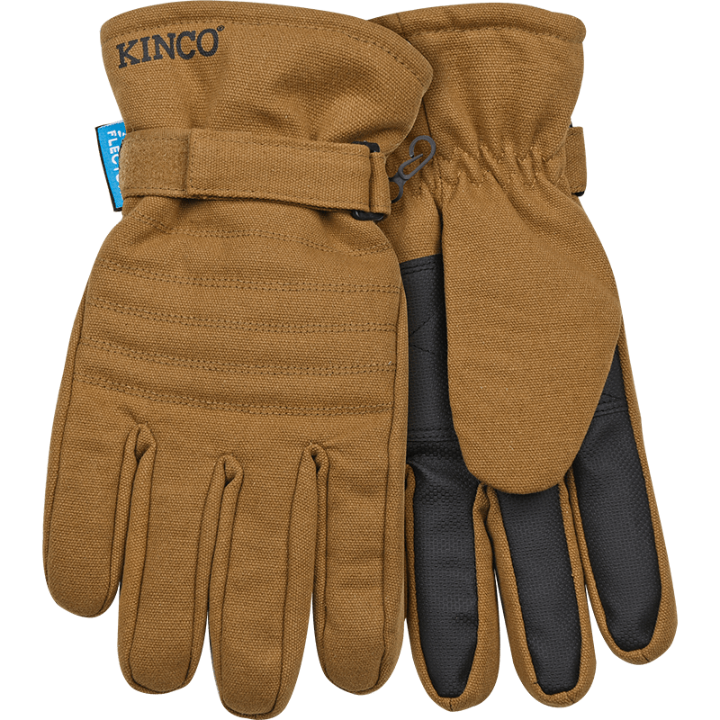 HydroFlector™ Lined Waterproof Brown Duck Ski Glove with Pull-Strap