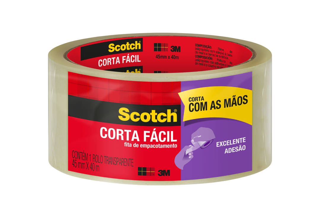 Fita de Empacotamento Scotch® Corta Fácil, 45mm x 40m, Individual
