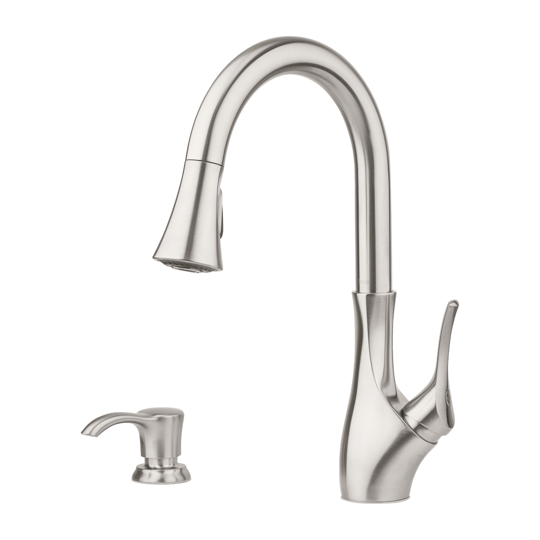 Tegley 1-Handle Pull-Down Kitchen Faucet w/Soap Dispenser in Spot Defense Stainless Steel