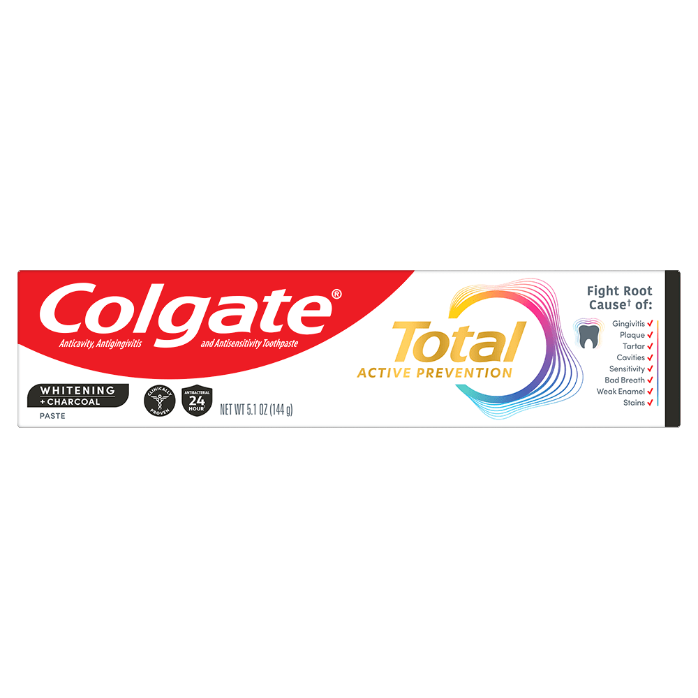 Colgate Total Active Prevention Whitening and Charcoal Toothpaste, Mint, 5.1 oz