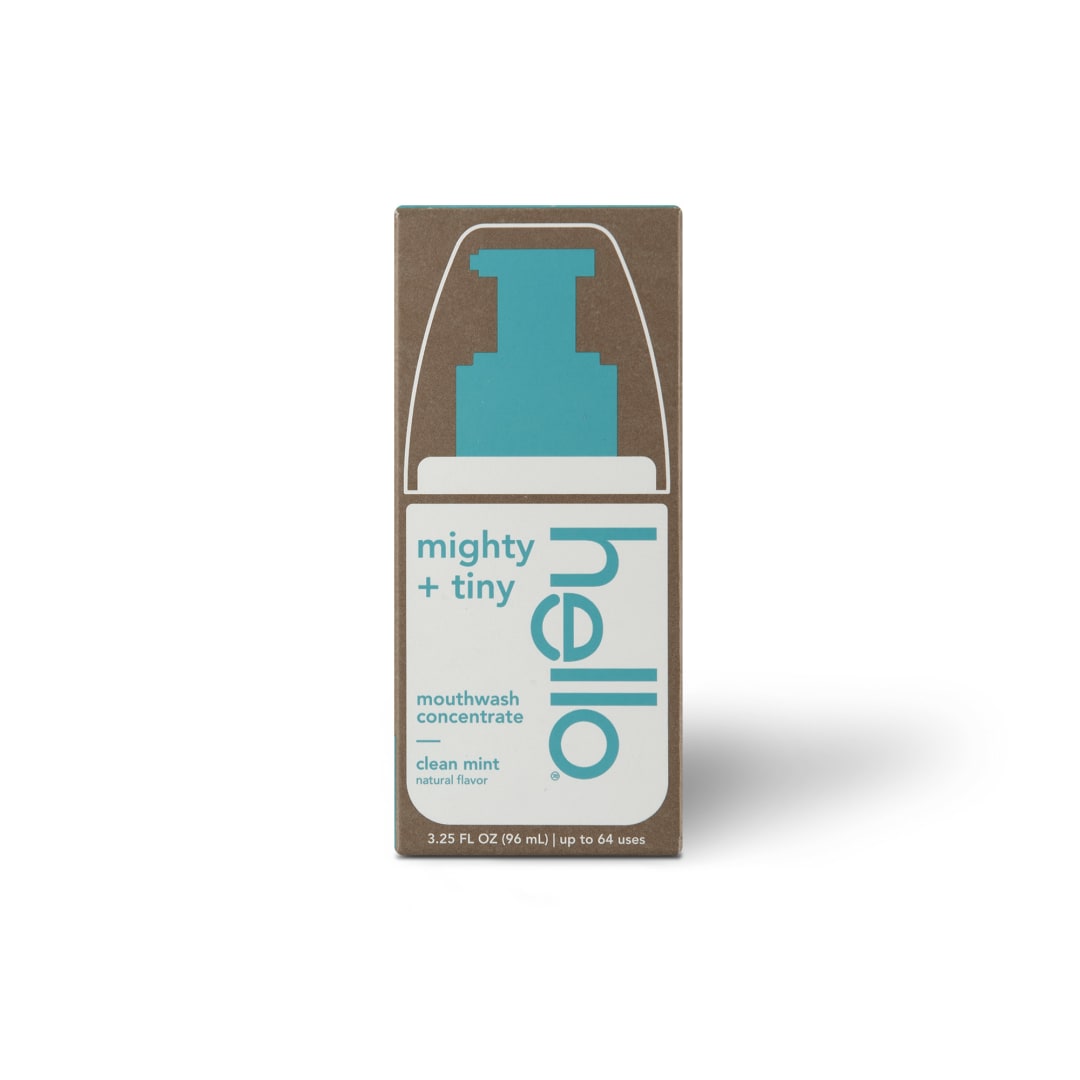 hello Mighty and Tiny Alcohol Free Mouthwash Concentrate, Clean Mint, 3.25 Fl Oz Pump Bottle