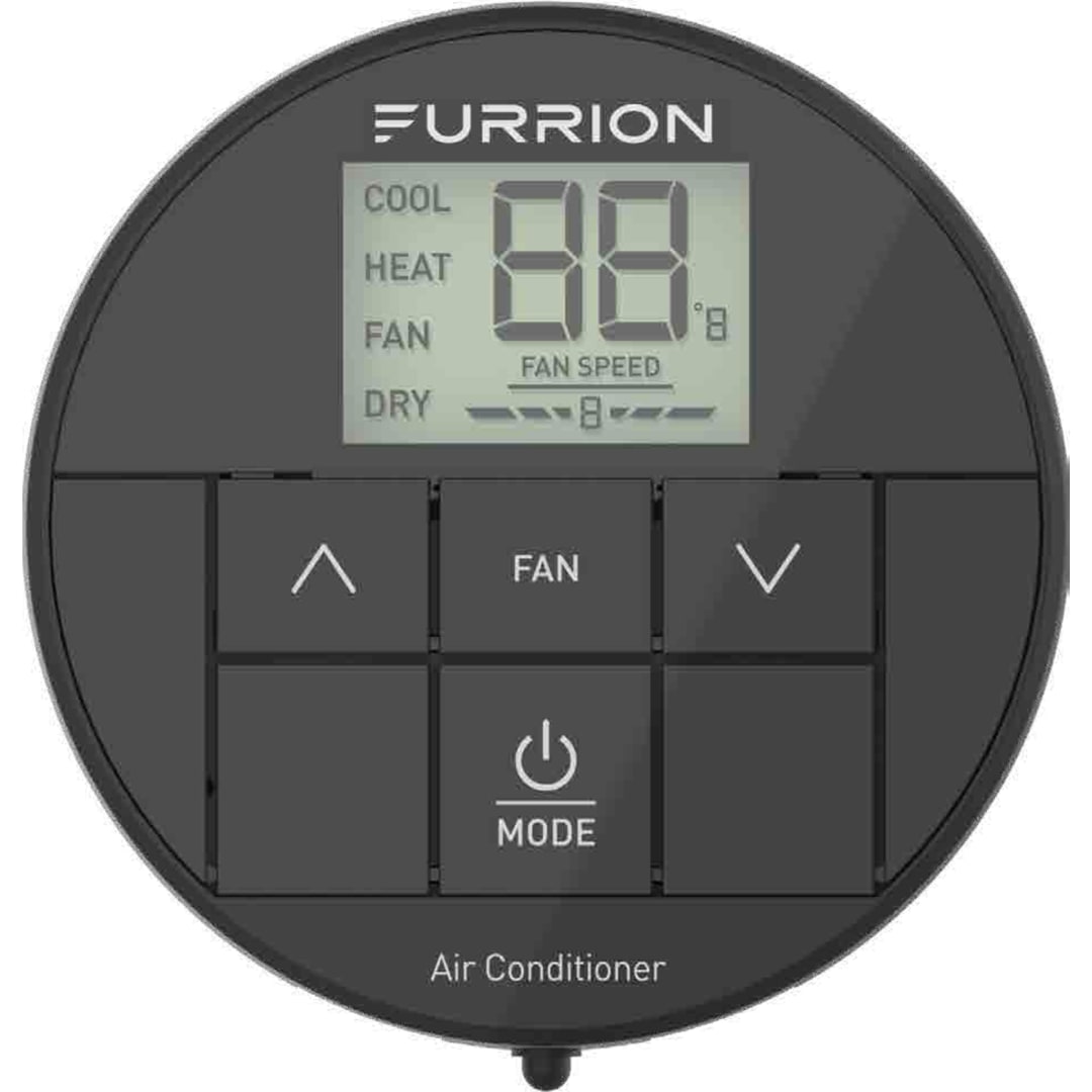 Furrion Chill® Standard Single-Zone Backlit LED RV Wall Thermostat - 2 Fan Speeds, Black (R410A Refrigerant Compatible) #FACW10ESSA-BL