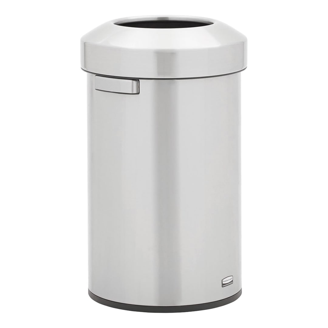 Rubbermaid Commercial Products Refine 16 Gal Round Trash Can, Stainless Steel