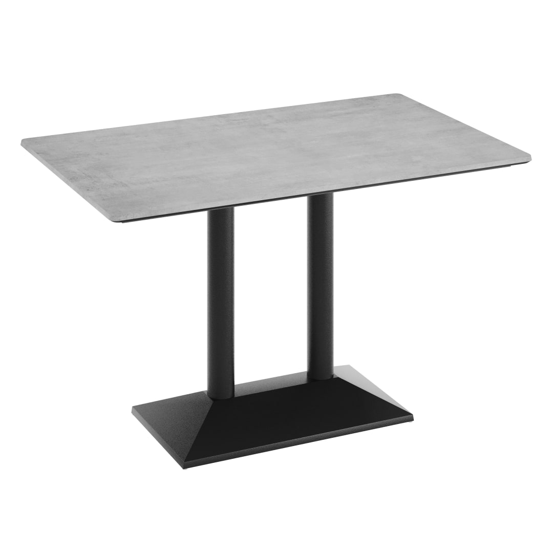 TopGuard 48" x 30" Outdoor Tabletop, Gray Faux Concrete, Seamless Surface Technology, 27x15 Black Table Base, Moisture, Scratch, Heat, UV Resistant