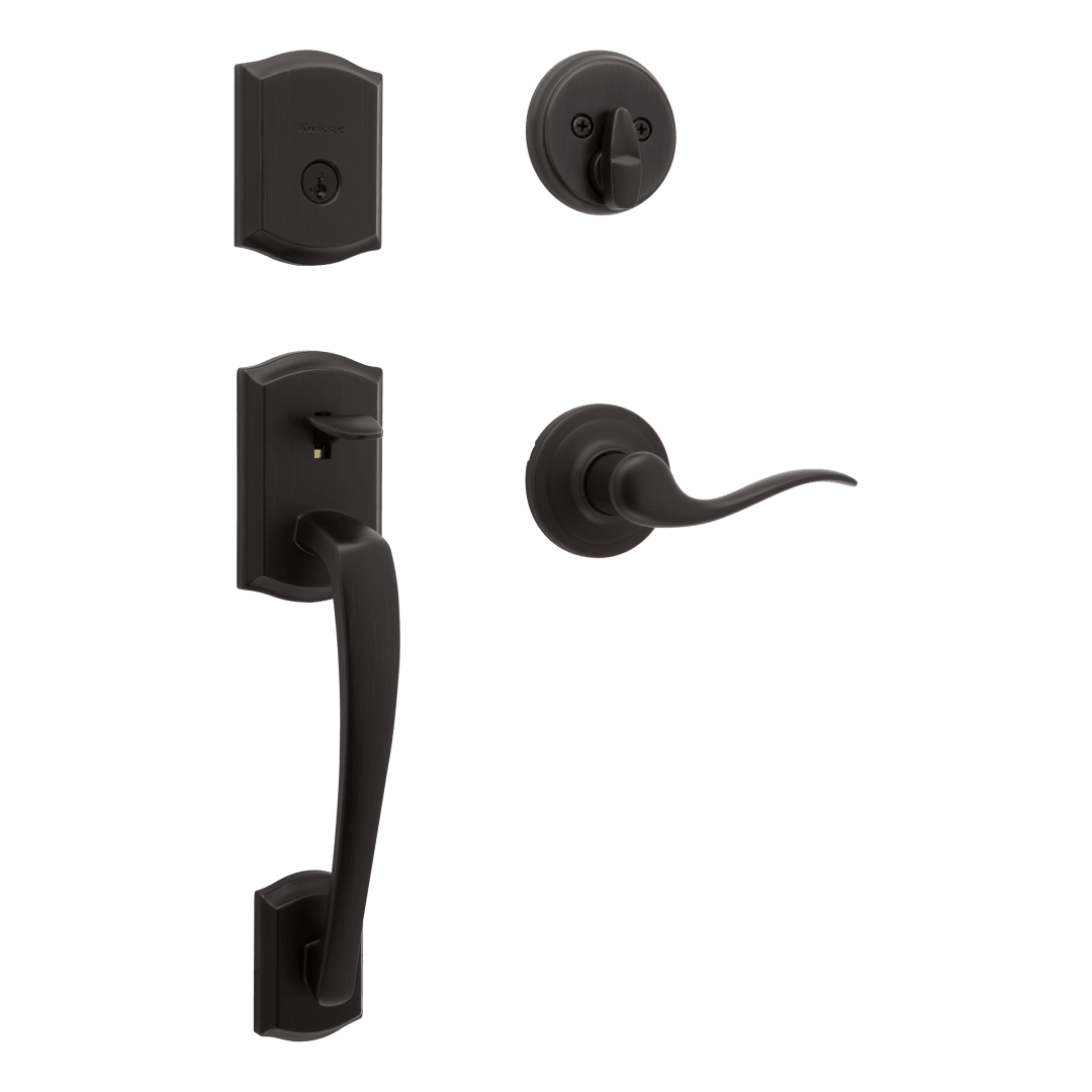 Prescott Entry Single Cylinder Handleset in Venetian Bronze featuring SmartKey Security