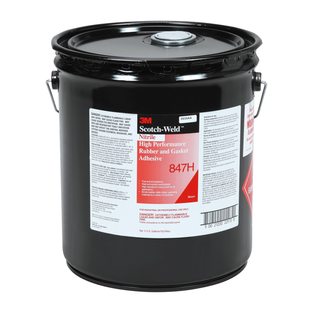 3M™ Nitrile High Performance Rubber and Gasket Adhesive 847HS, Brown, 20 L