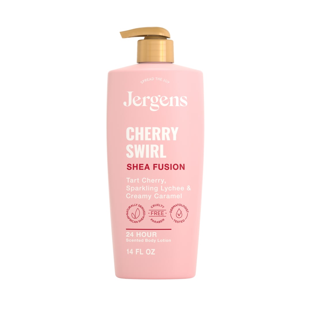 Jergens Shea Fusion Cherry Swirl Body Lotion, Dry Skin, 14 fl oz