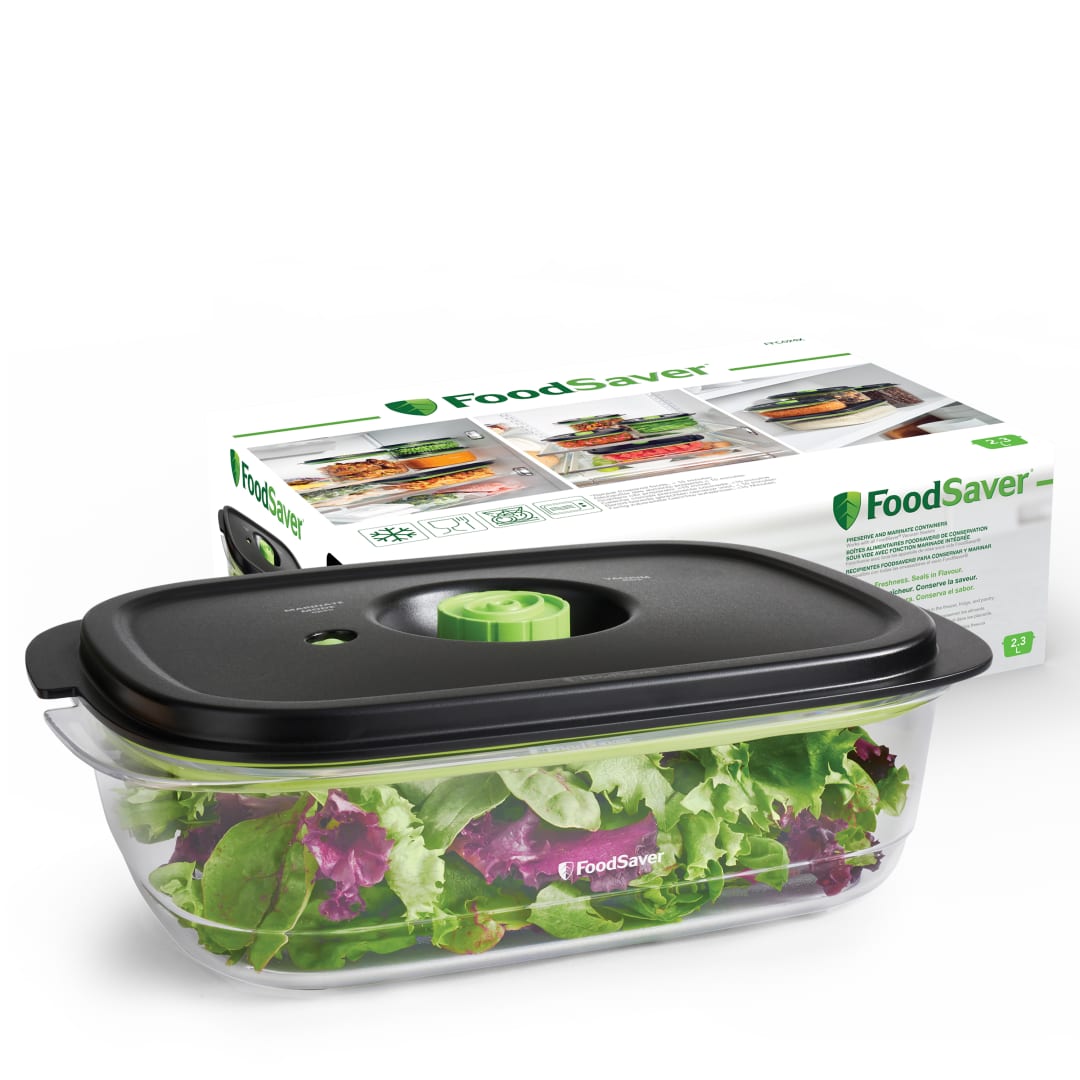Recipiente de envasado al vacío para conservar y marinar FoodSaver | 2,3 Litros | Recipiente hermético para alimentos sin  BPA | A prueba de fugas | Apto para lavavajillas