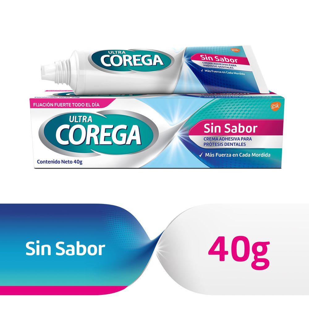 Ultra Corega Sin Sabor Crema Adhesiva para Prótesis Dentales 40g