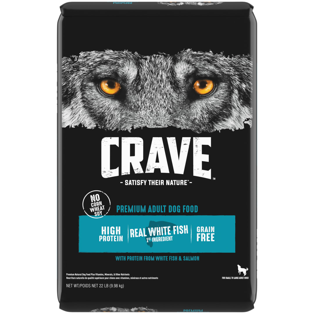 CRAVE Grain Free Adult Dry Dog Food with Protein from White Fish & Salmon, 22 lb. Bag