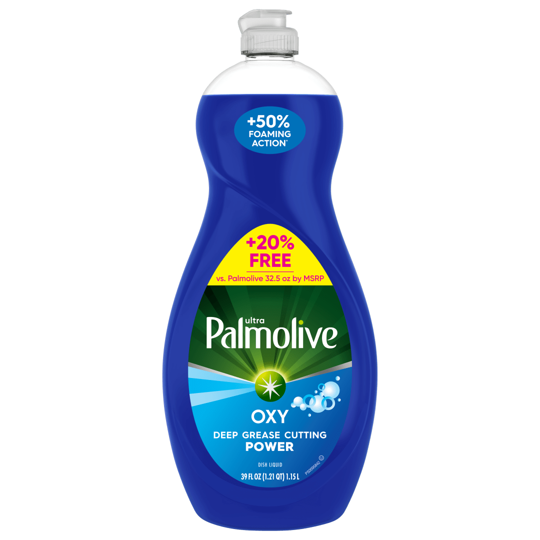 Palmolive Ultra Oxy Liquid Dish Soap, Cuts Grease and Grime, No Soaking Needed, Powerful on Plastics, Dishwashing Liquid, 39 fl oz Bottle