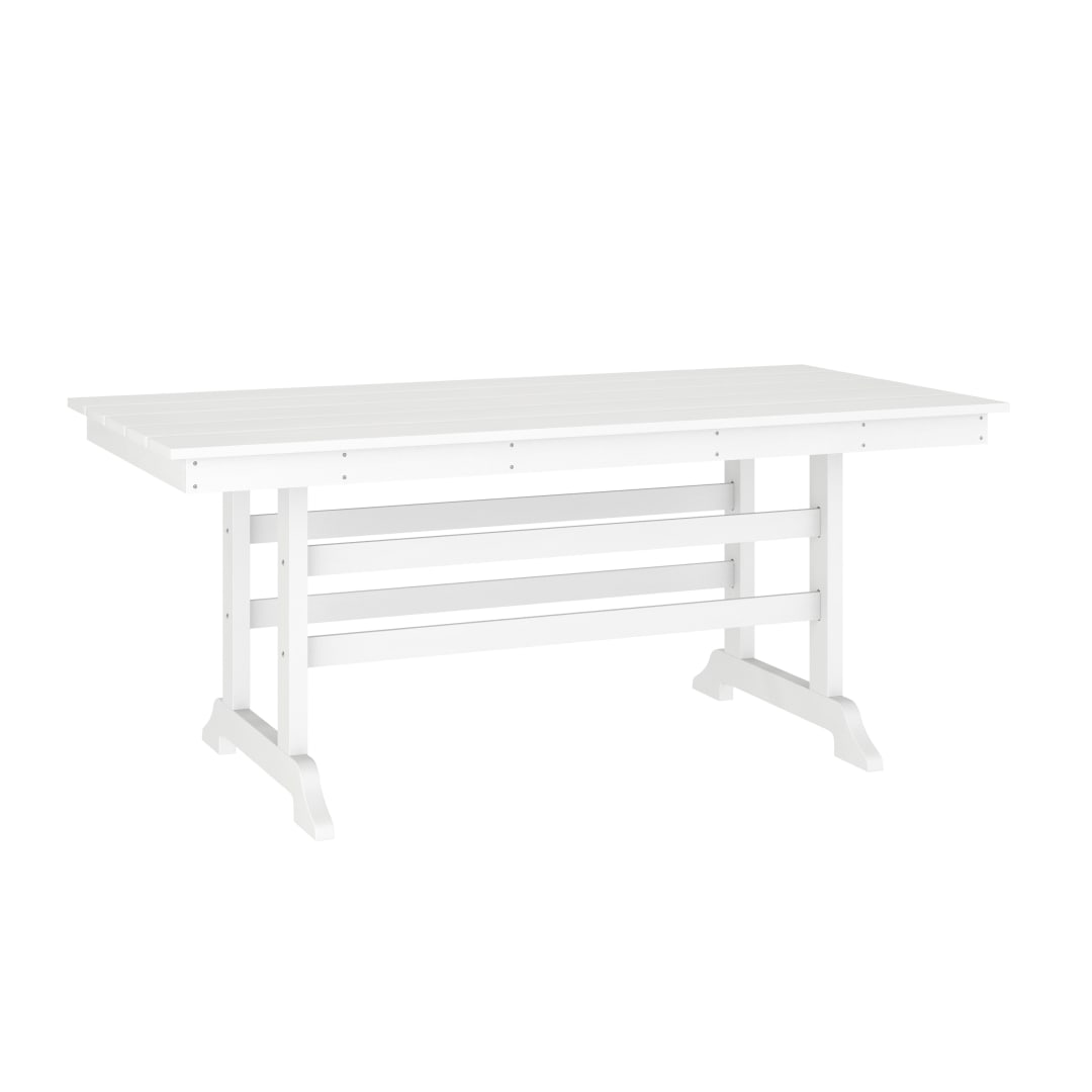Abraham Commercial Grade Indoor/Outdoor 72" Rectangle Recycled HDPE Adirondack Dining Table for 6 in White
