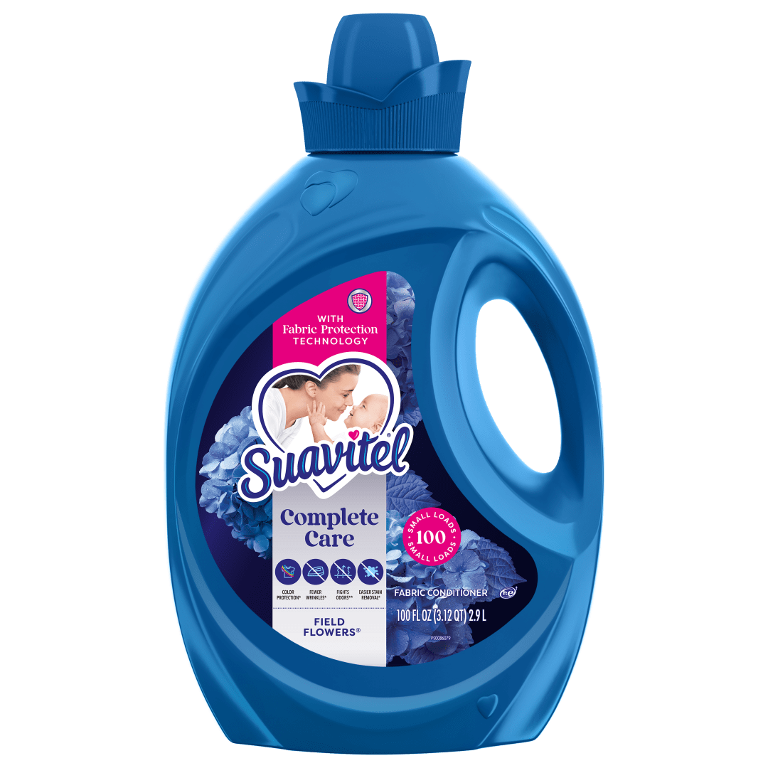 Suavitel Complete Liquid Fabric Softener, Fabric Conditioner, HE Compatible, 100 Small Loads, Field Flowers Scent, 100 fl oz Bottle