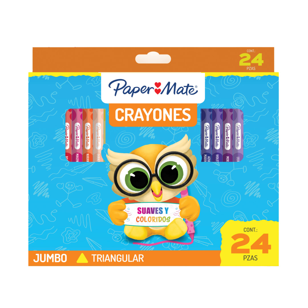 PAPER MATE 24CT THICK TRIANGULAR CRAYONS