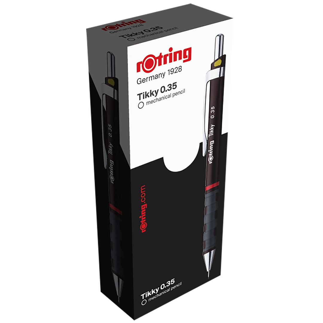 rOtring Tikky Colour-Coded Mechanical Pencils | 0.35mm | Black Barrel | 12 Count