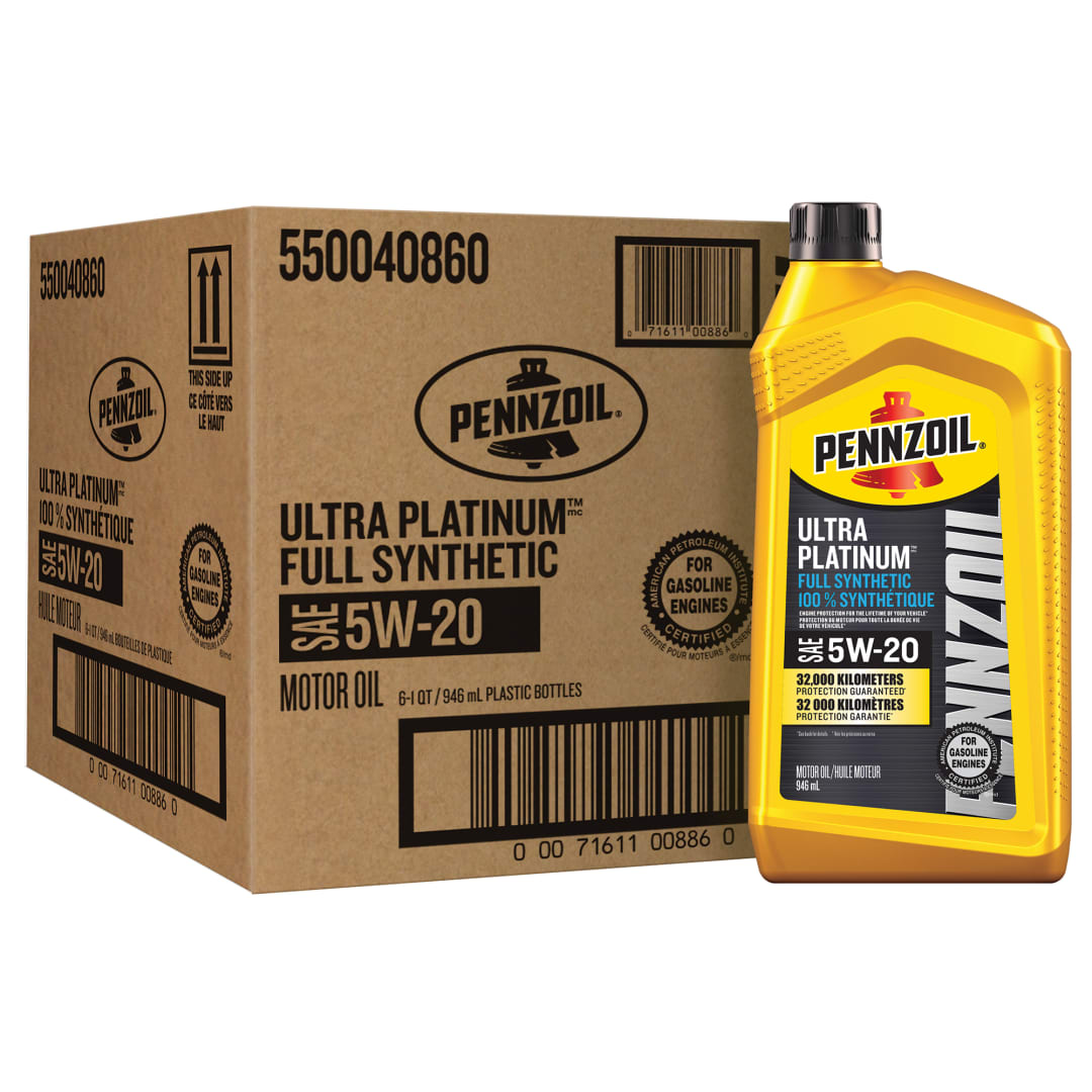 Pennzoil Ultra Platinum Full Synthetic 5W-20 Motor Oil, 1 Quart (6 Pack)